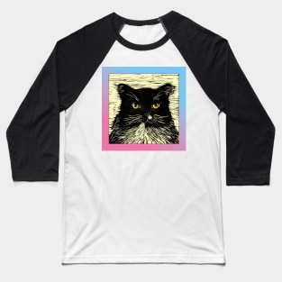 Black and White Kitty Baseball T-Shirt